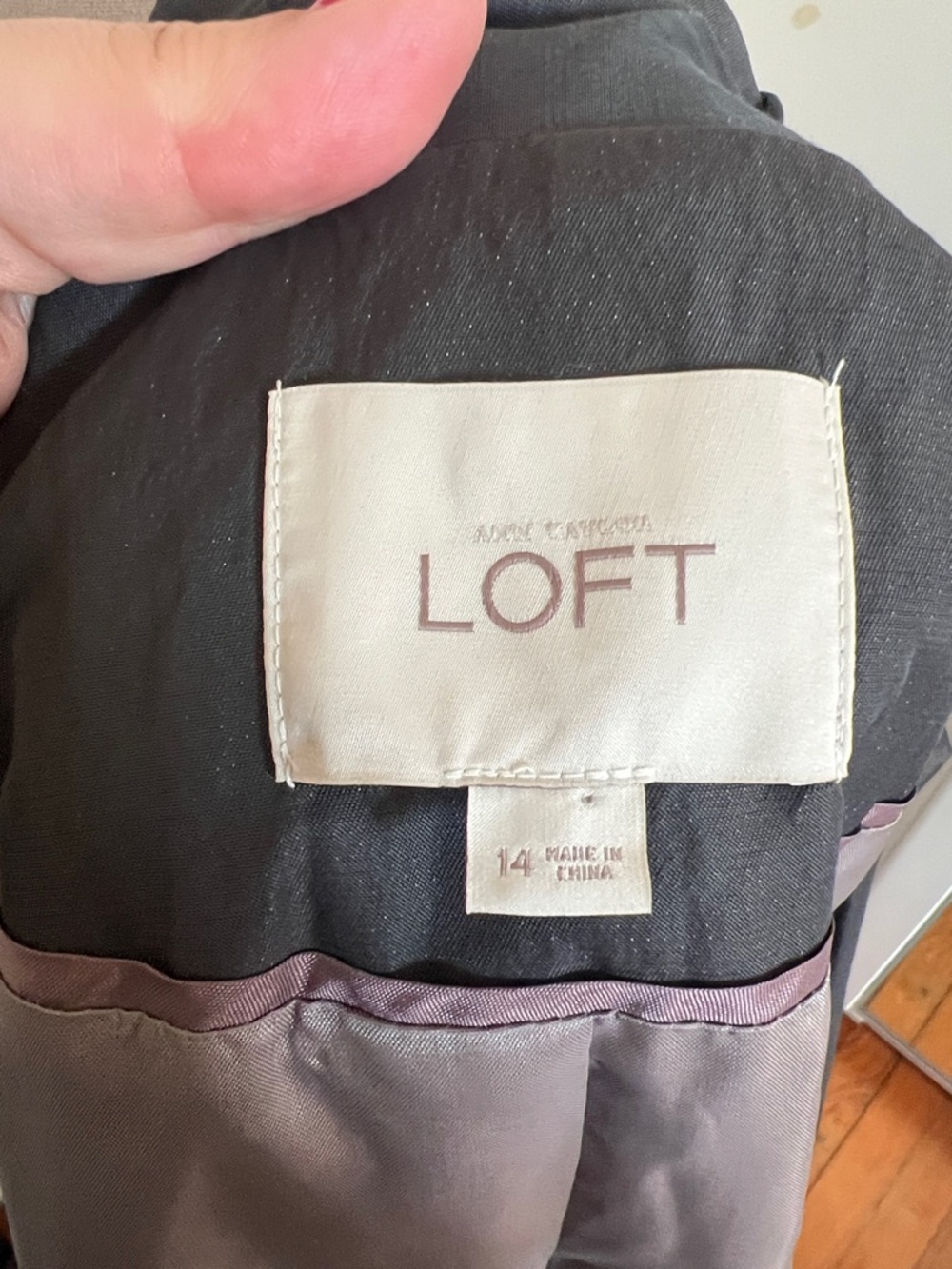 LOFT Charcoal Grey Metallic Trench Coat | Size 14 Gently Used - Picture 9 of 10
